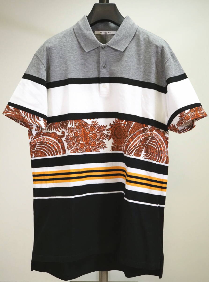美品 GIVENCHY ジバンシィ 15SSペイズリー切り替えポロシャツM Italy製 リカルドティッシ拍卖