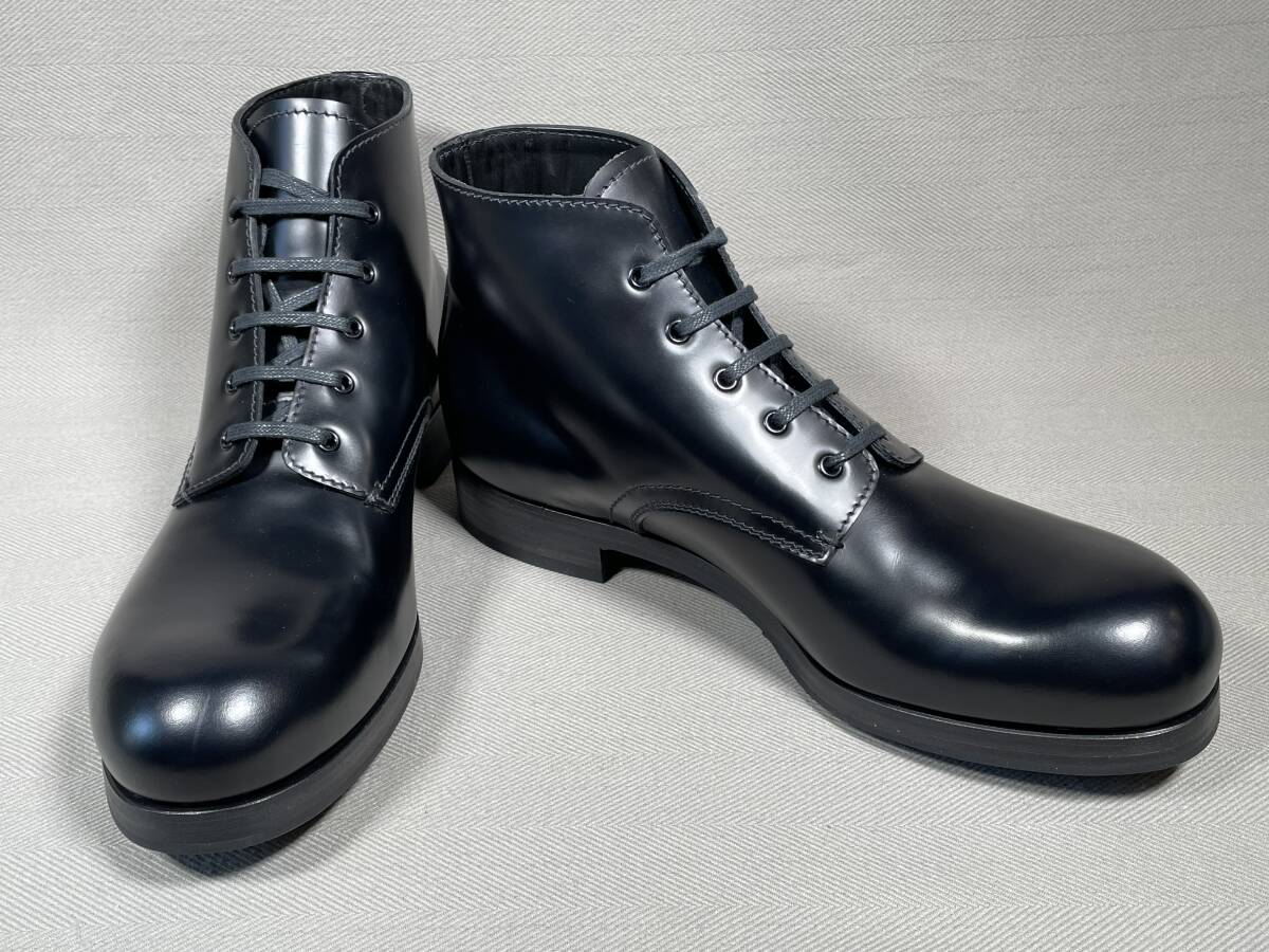 新品 本物 PRADA プラダ レースアップ レザー ブーツ 10 本革 革 靴 黒 ブラック シューズ拍卖