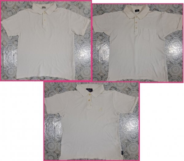 【送料無料 3着:可愛い:美品:ポロシャツ:白・ホワイト】★papp、PXR、KANGOL:半袖:S or M:お得橋本拍卖