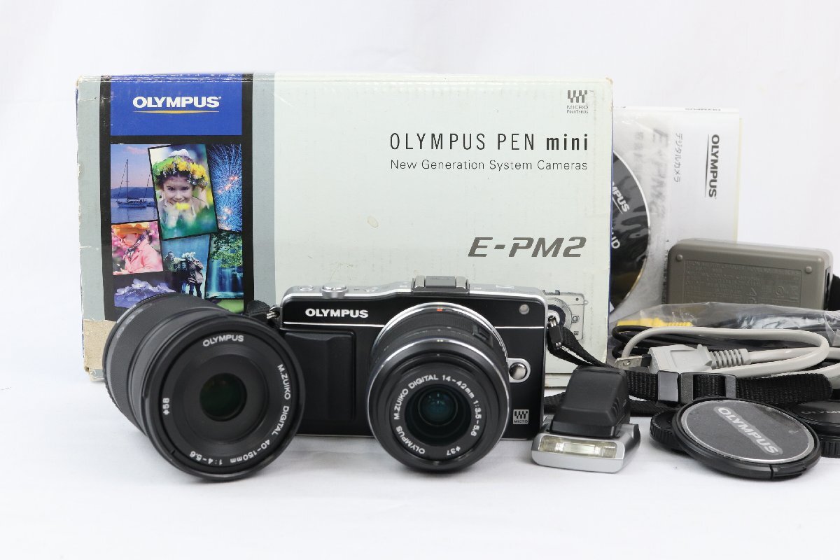オリンパス OLYMPUS PEN E-PM2 ミラーレス一眼 ダブルズームキット 14‐42mm 45‐150mm デジタル一眼 【彩irodori】拍卖