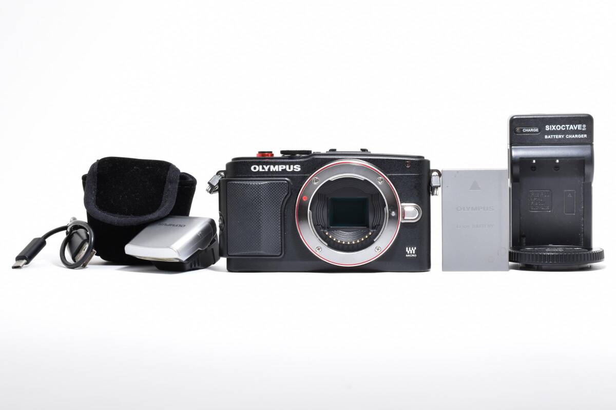 ★☆美品★ Olympus オリンパス PEN Lite E-PL6 黒 ブラック ボディ フラッシュ付属 #260309拍卖