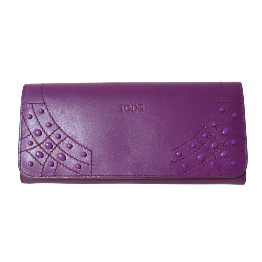 美品 TOD'S トッズ ゴンミーニ レザー ロングウォレット 長財布 パープル拍卖