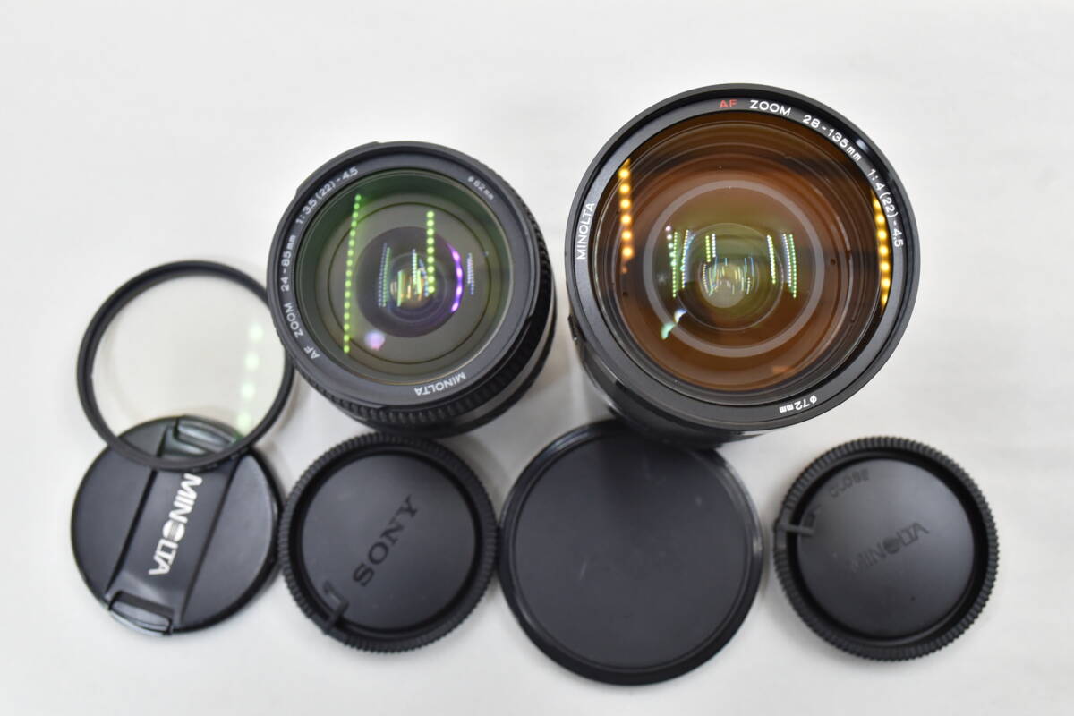 MINOLTA AF ZOOM 24-85mm 1:3.5-4.5/MINOLTA AF ZOOM 28-135mm 1:4-4.5レンズ 光学機器拍卖
