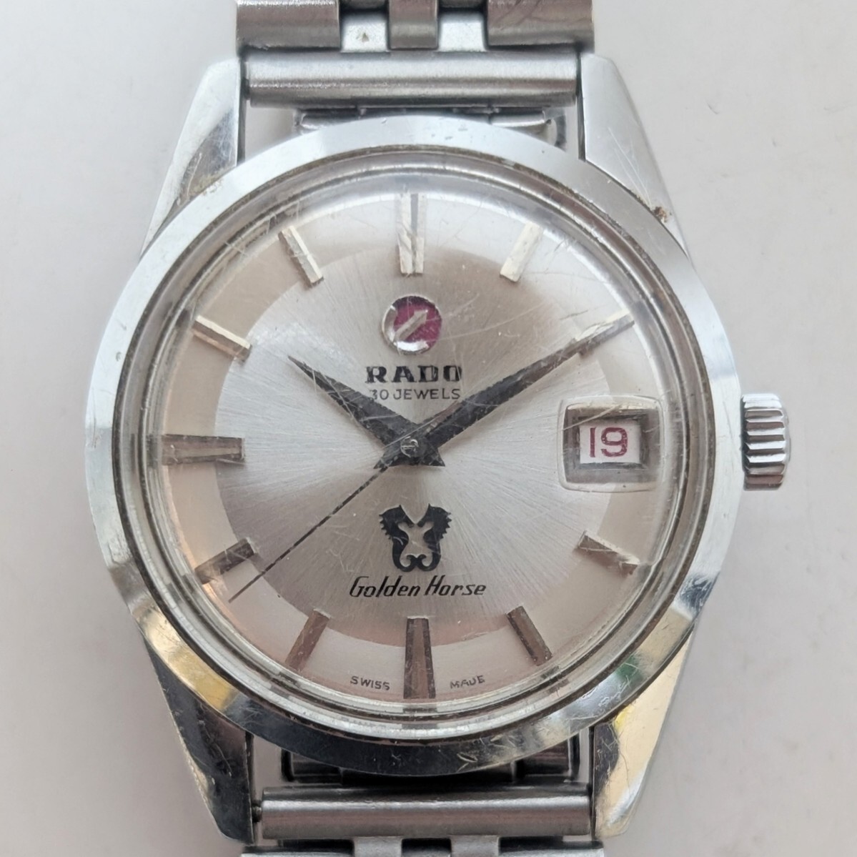 RADO Golden Horse 30J 11675 ラドー ゴールデンホース 30石 自動巻き シルバーラウンド シルバー文字盤 デイト メンズ腕時計 稼働品拍卖