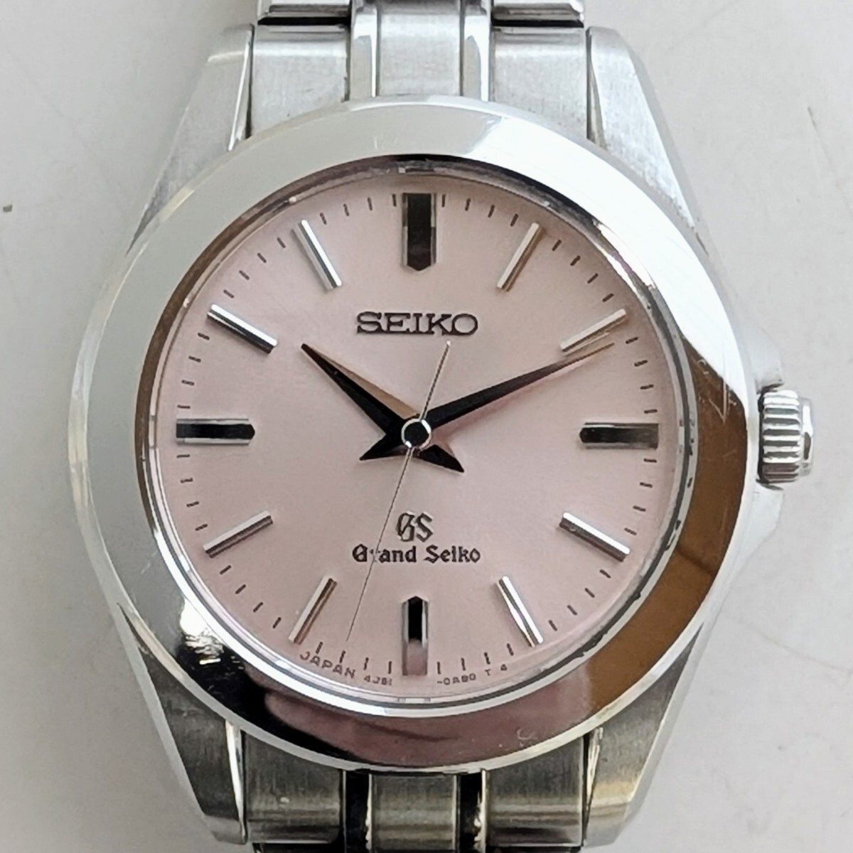 SEIKO GS Grand Seiko 4J51-0AB0 セイコー GS グランドセイコー ピンク文字盤 3針 純正SSベルト レディース腕時計 電池交換済み 稼働品拍卖