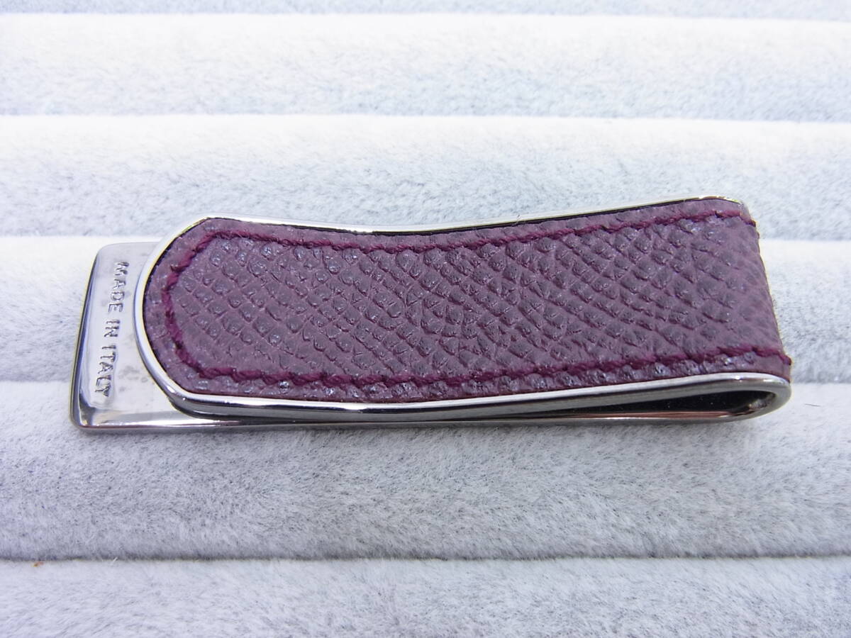 2782ブランド祭 DOLCE&GABBANA ドルチェ&ガッバーナ マネークリップ イタリア製 レザー ボルドー×シルバー 小物 コレクション 中古品拍卖