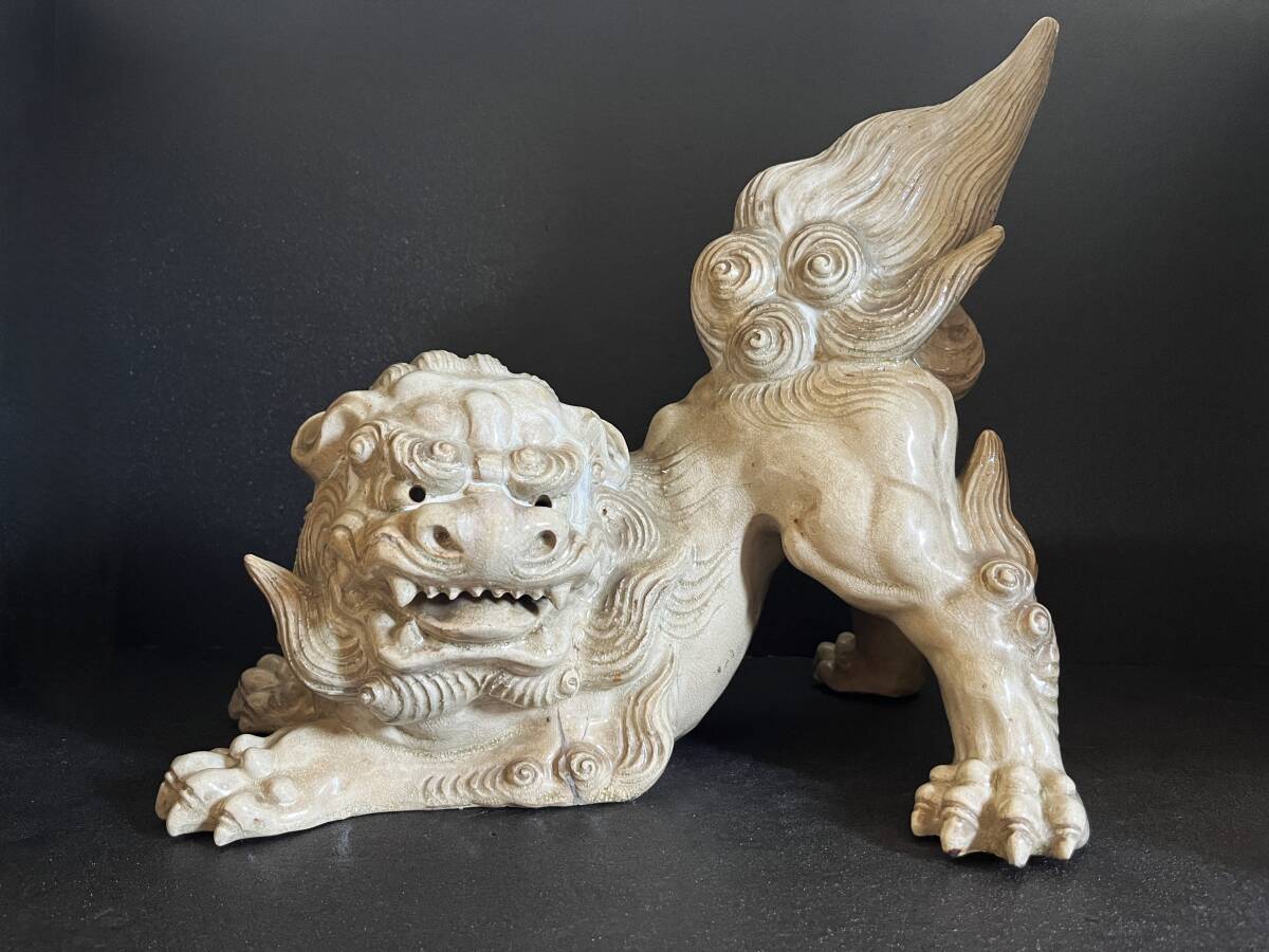 ◆◇ A346) 萩焼 獅子 唐獅子 置物 中野霓林 ◇◆拍卖