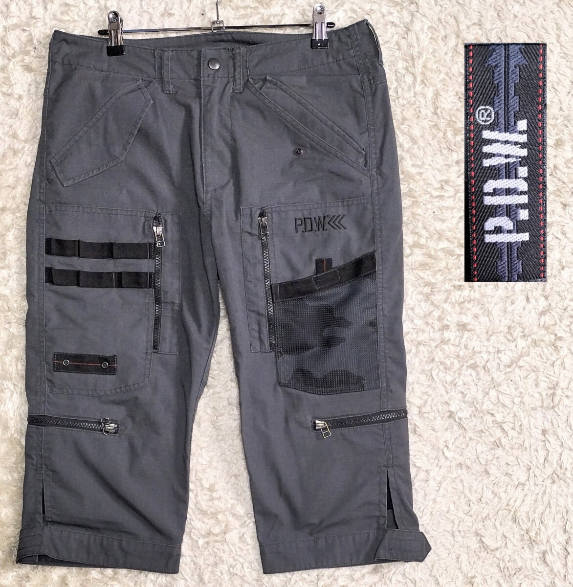 【Мサイズ★】AVIREX P.D.W. クロップドパンツ グレー●リップストップ生地☆アヴィレックス (▲3190)拍卖