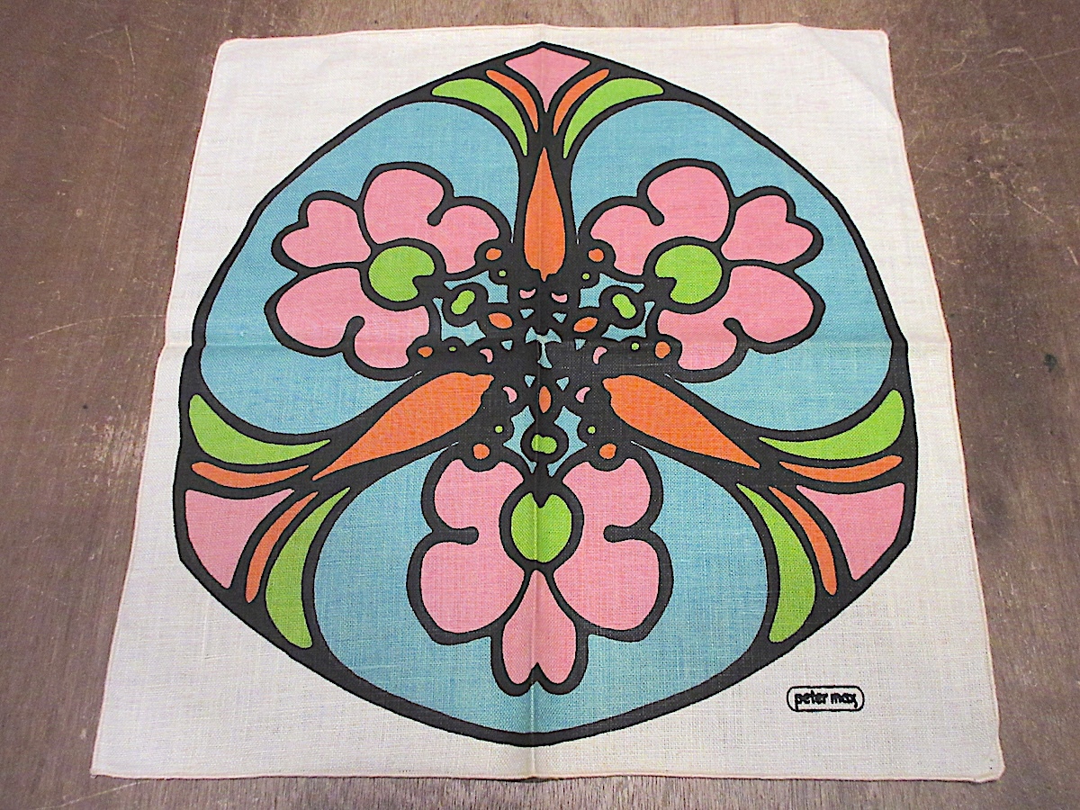 ビンテージ60’s70’s●DEADSTOCK Peter Maxリネンクロス●260308z6-fbrピーターマックスサイケデリックポップアート拍卖