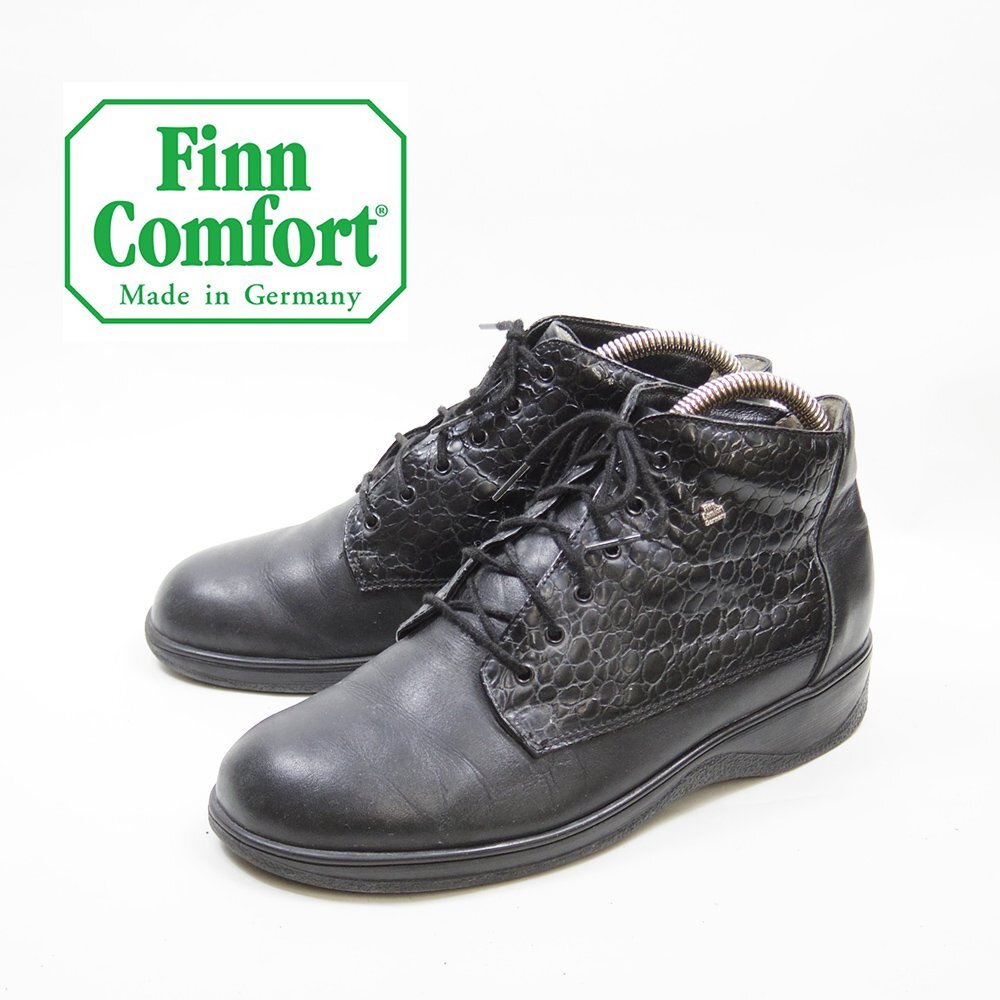 5表記 23.5cm相当 Finn Comfort フィンコンフォート コンフォートシューズ 6ホール レザーシューズ ブラック 健康靴/26.3.3/P4454拍卖