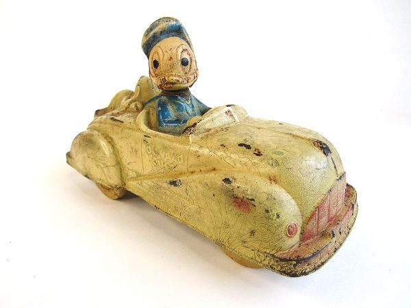 1940年代サンラバー社(Sun Rubber Co.)製 ドナルドダック・オープンカー・アンティーク玩具 拍卖