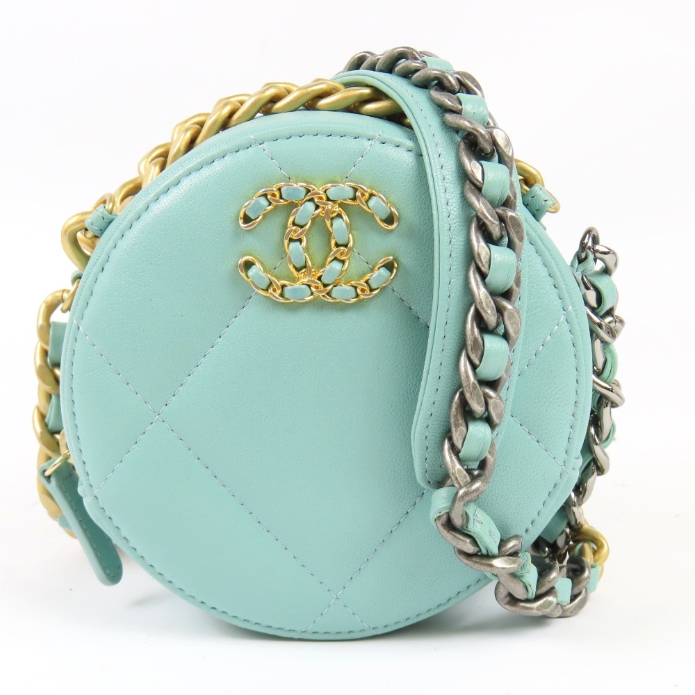 206425★1円スタート★CHANEL シャネル 未使用品 ココマーク マトラッセ 19 ラウンド ミニバッグ チェーンショルダーバッグ ラムスキン拍卖