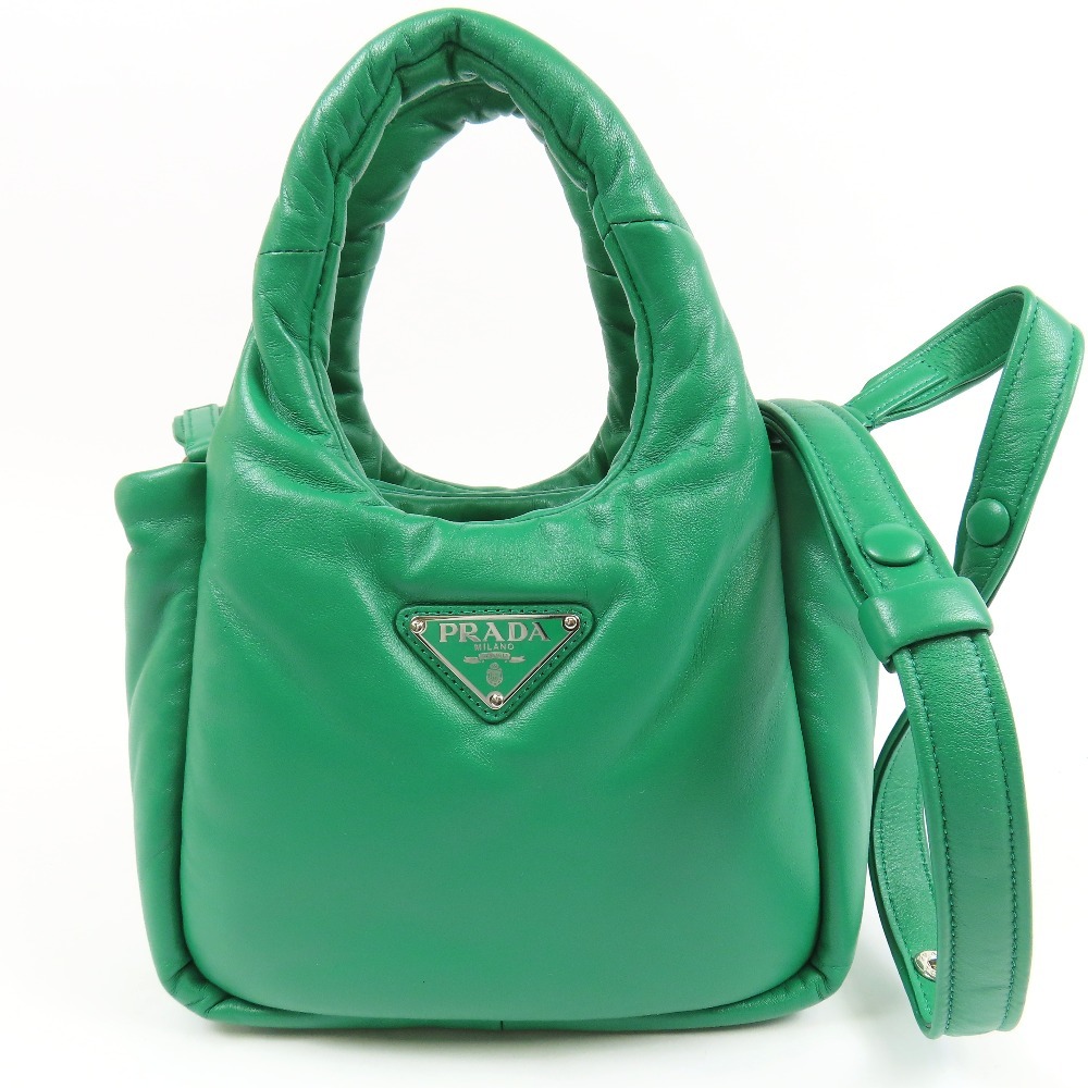 206519★1円スタート★PRADA プラダ 未使用品 ICチップ スモールパデッドバッグ 2WAY トライアングルロゴ 斜め掛けOK ハンドバッグ レザー拍卖