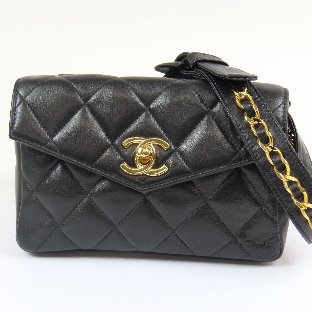206584★1円スタート★CHANEL シャネル 外極美品 マトラッセ ココマーク ターンロック 70/28 ベルトバッグ ウエストバッグ ラムスキン拍卖