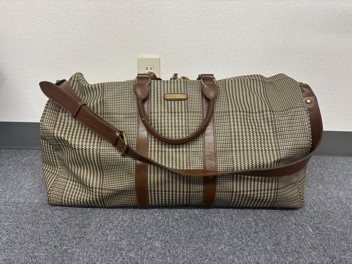 C56806022609 POLO RALPH LAUREN ポロ ラルフローレン ボストンバッグ 大容量 2way 千鳥格子 チェック柄 旅行 ヴィンテージ 現状品 中古拍卖
