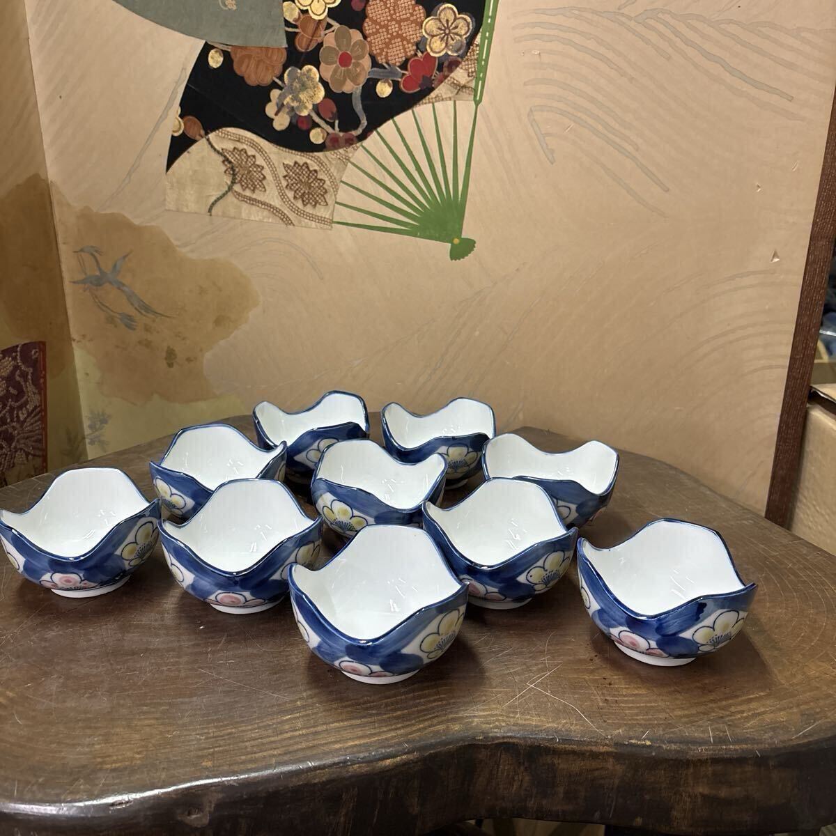 昭和レトロ 有田焼 高山 梅の花 小鉢 10個 保管品拍卖