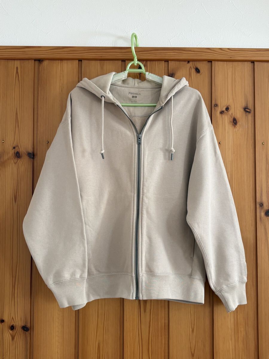 ユニクロ UNIQLO and JW ANDERSON ☆ スウェットオーバーサイズフルジップパーカ L ベージュ拍卖