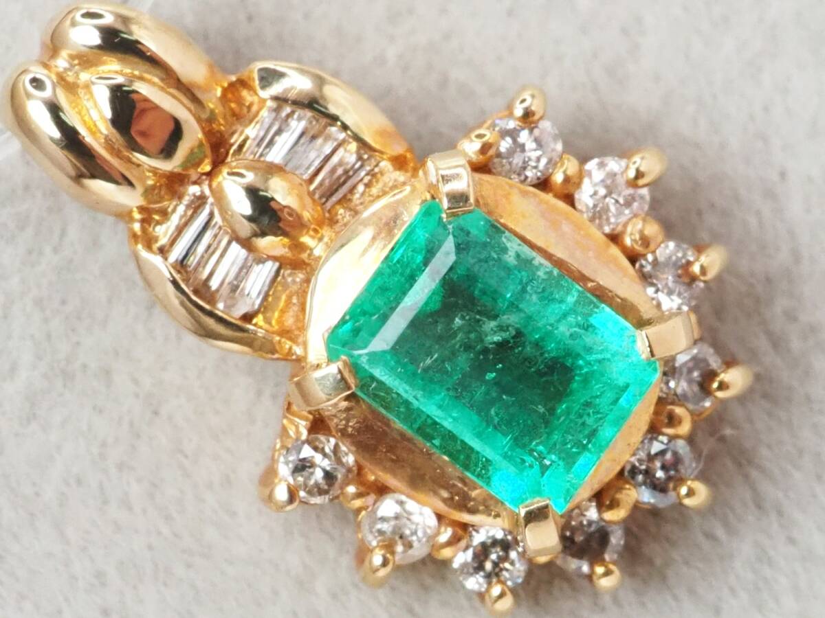 【9430E】K18 天然エメラルド 天然ダイヤモンド 0.50ct/0.20ct/2.0g ペンダントトップ拍卖