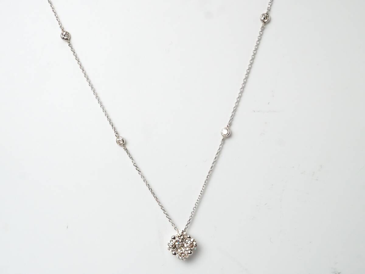 【9472T】Pt850/純Pt 天然ダイヤモンド 1.00ct/3.15g ネックレス拍卖
