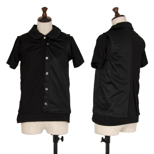 コムデギャルソンCOMME des GARCONS 異素材ベストレイヤードストレッチポロシャツ 黒S拍卖