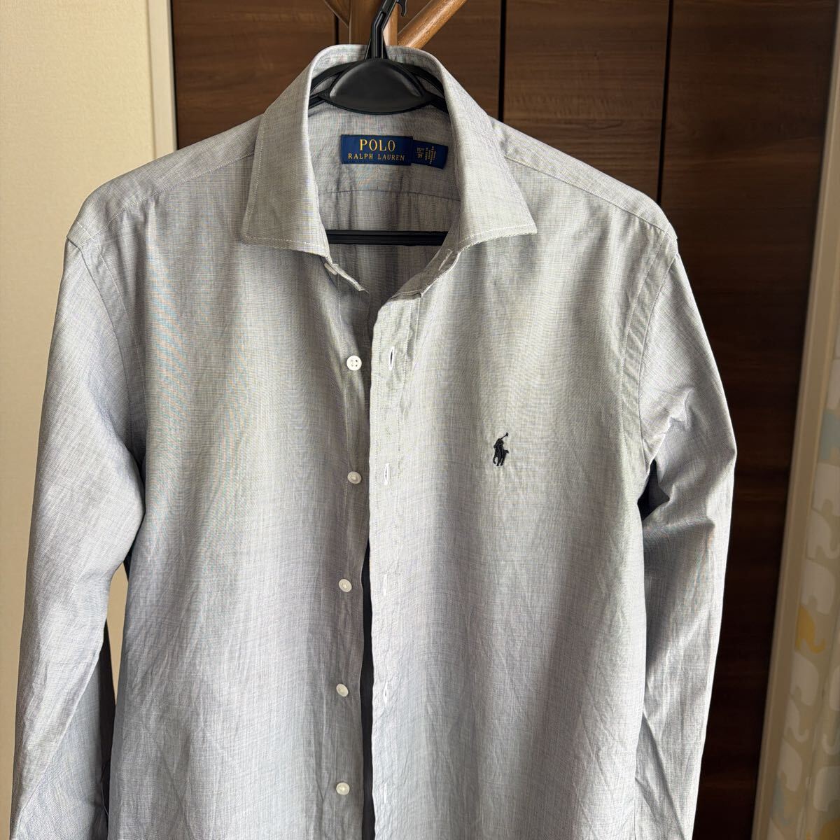 1円〜 POLO Ralph Lauren ラルフローレン 長袖シャツ グレー ポニー刺繍 メンズL相当拍卖