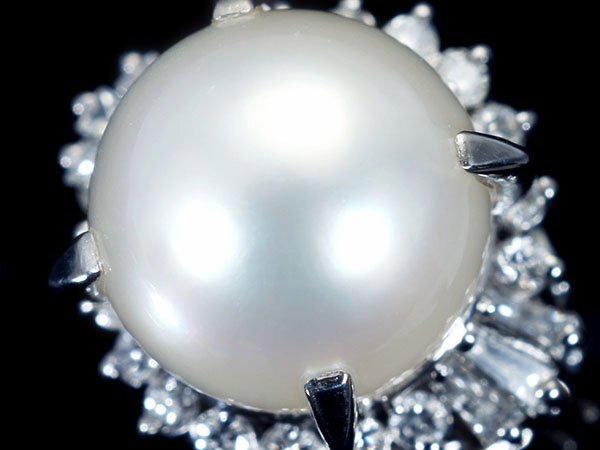 1円~【ジュエリー極】極上艶照り!極上アコヤ真珠10.3mm珠&天然ダイヤモンド0.39ct 高級Pt900リング a3343uk【送料無料】拍卖
