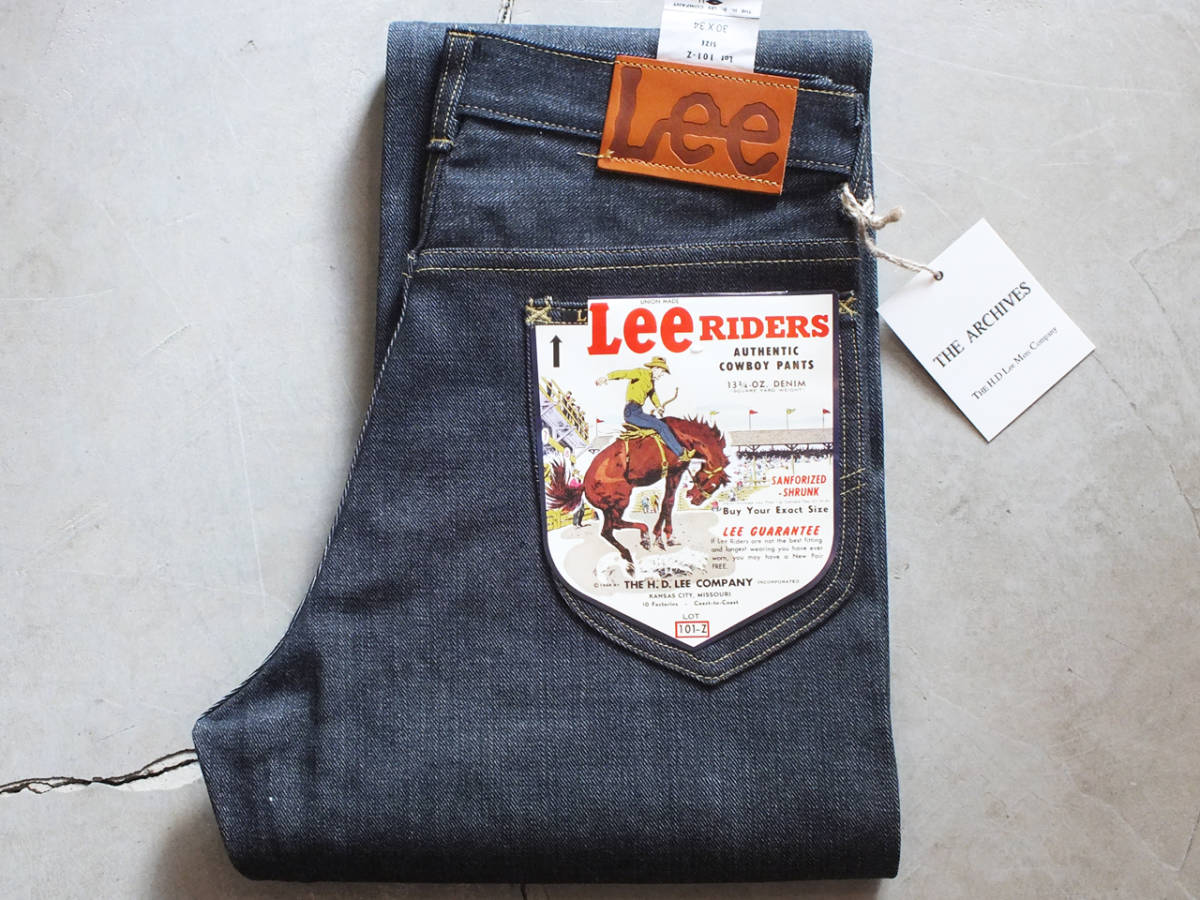 新品 W32 Lee ARCHIVES RIDERS 101-Z 1948MODEL RIGID リー アーカイブス ライダーズ ジッパーフライ ジーンズ リジッド 生デニム 左綾拍卖