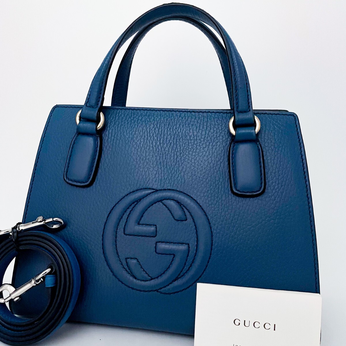 1円■未使用級■幻の逸品■現行近■型崩れ無し■入手困難色 GUCCI グッチ 2way ソーホー トートバッグ ビジネス メンズ レディース レザー 拍卖