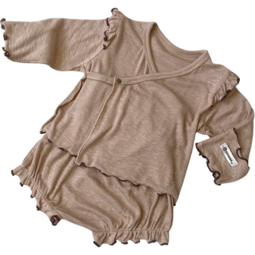 ☆ ライトブラウン ☆ 90cm ☆ セレモニードレス ベビー 2点セット ベビー服 長袖 2点セット トップス ズボン ボトムス 子供服 子ども服拍卖