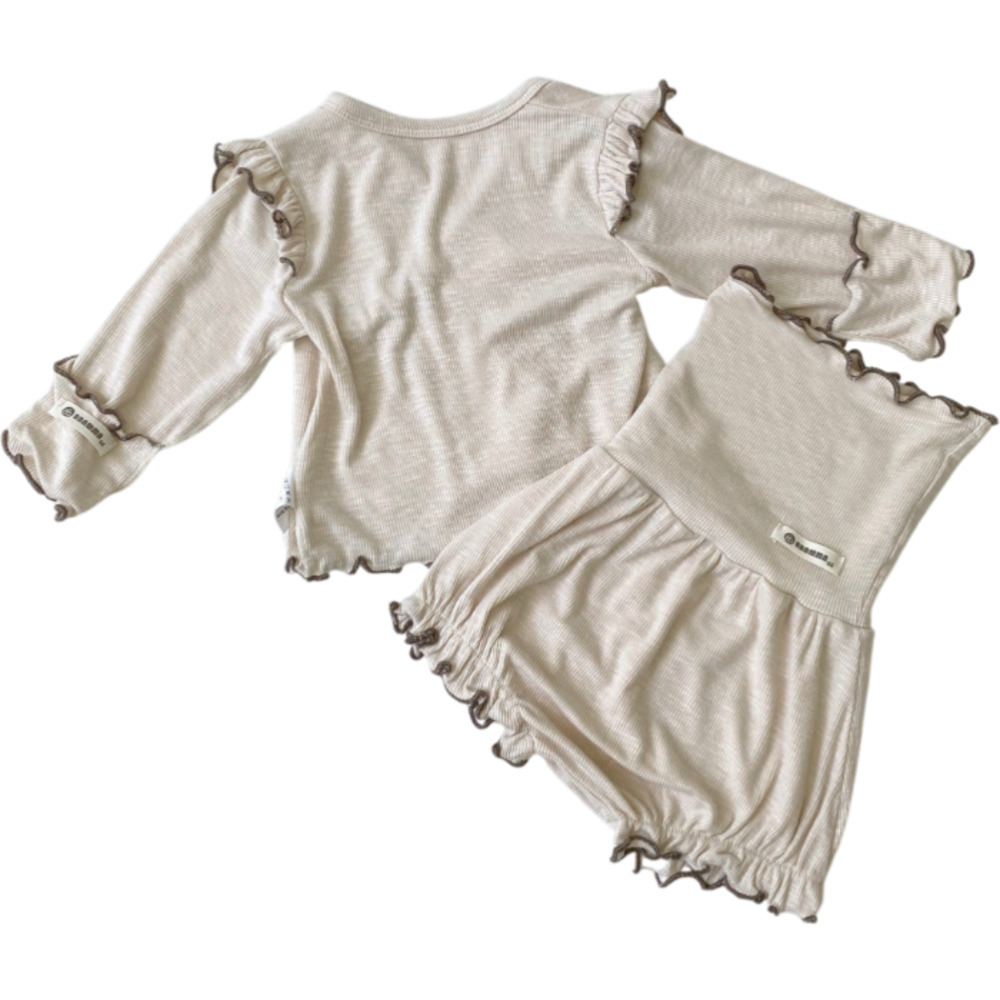 ☆ ベージュ ☆ 66cm ☆ セレモニードレス ベビー 2点セット ベビー服 長袖 2点セット トップス ズボン ボトムス 子供服 子ども服拍卖