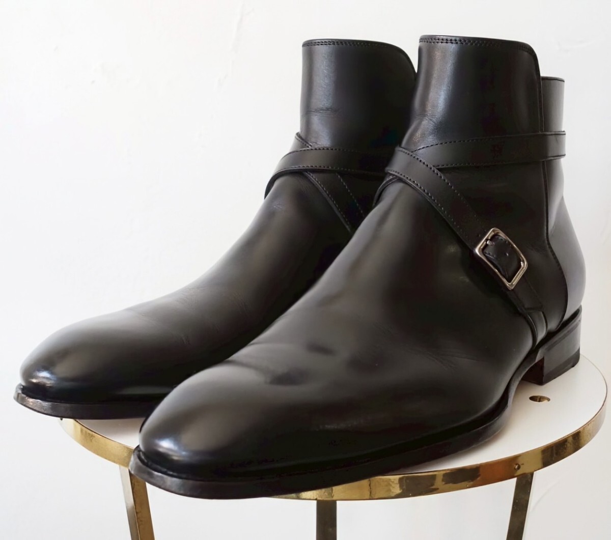 【美品/送料無料】ITALY製 Santoni/サントーニ サイドジップ ジョッパーブーツ UK71/2 26.5cm相応 ブラック 黒/magnanni ブランキーニ拍卖