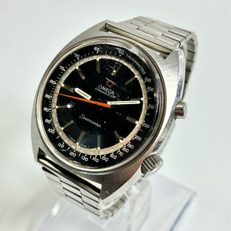 OMEGA オメガ シーマスター クロノストップ 手巻き式 MT アナログ 時計 腕時計 ウォッチ 黒文字盤 シルバーカラー メンズ 【稼働品】拍卖