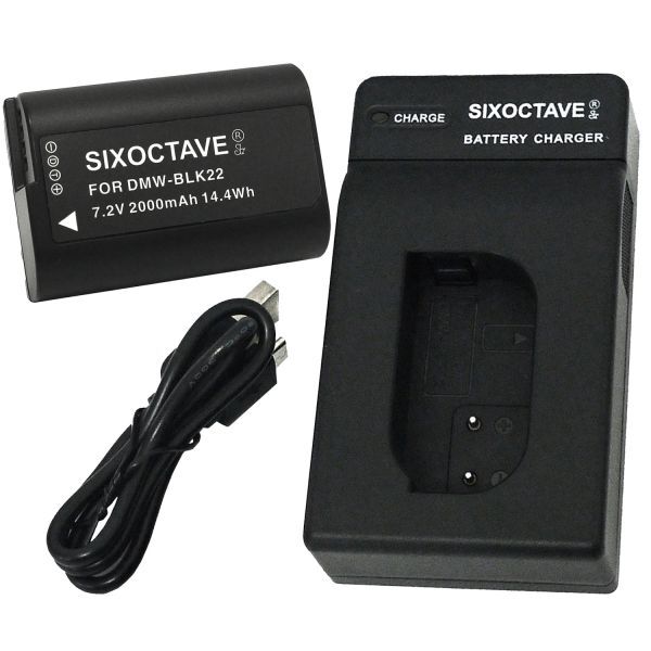 DMW-BLK22 Panasonic 互換バッテリー 1個と充電器(USB充電式) 純正品にも対応 DC-S5 LUMIX S5 DC-GH6拍卖