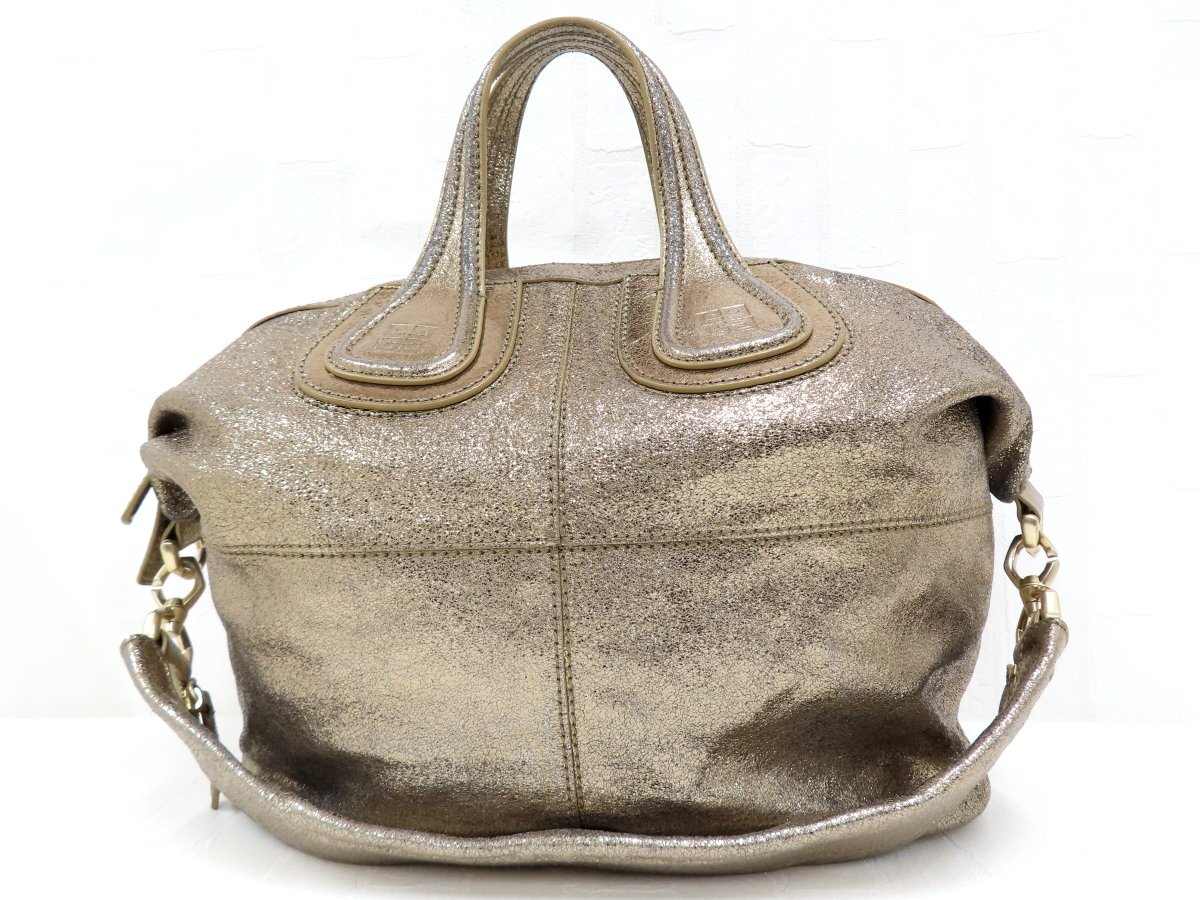 ◆美品◆GIVENCHY ジバンシィ◆ナイチンゲール◆カーフ レザー 本革◆2way ハンド ショルダー バッグ◆ゴールド ゴールド金具◆A16171拍卖
