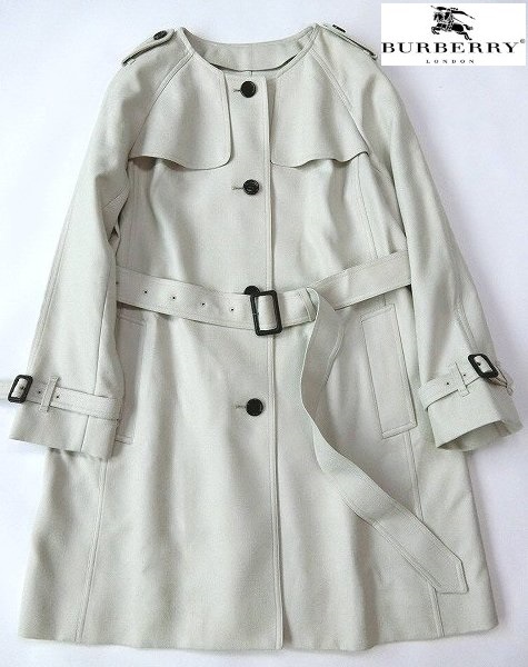 ■BURBERRY LONDONバーバリー大きいサイズ44オックスボンディングノーカラーコート18万■拍卖
