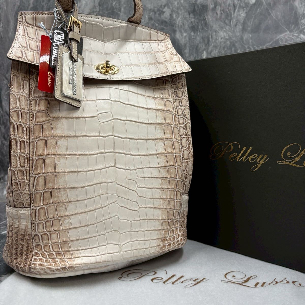 【新品級】 ペレリールッソ ヒマラヤ クロコダイル センター取り 鰐革 マットクロコ リュック ニロティカスクロコダイル リアルクロコ拍卖