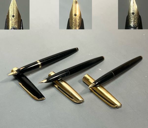 PLATINUM プラチナ 万年筆 ペン先 18K 刻印 PLATINUM SHINE GOLD ペン先 14K 刻印 HONEST 60 オネスト60 3本まとめて拍卖