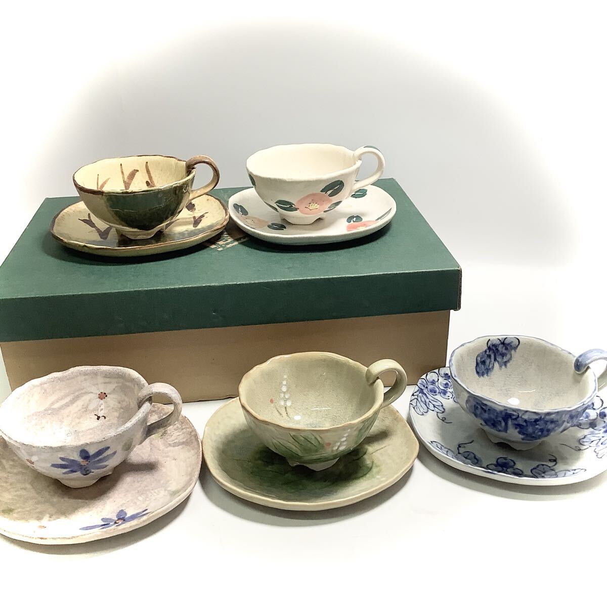 (078)【未使用・保管品】 陶彩 コーヒーカップ 5客■ カップ&ソーサー■良品工房 食器■佐川80(送料説明欄)拍卖
