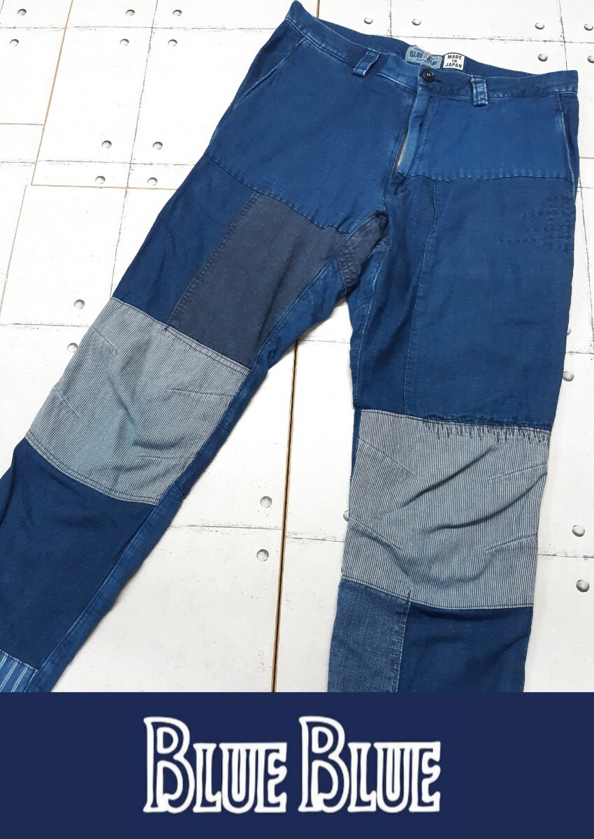 BLUEBLUE INDIGO 藍 パッチワーク デニム ブルーブルー ハリウッドランチマーケット パンツ インディゴ 加工拍卖