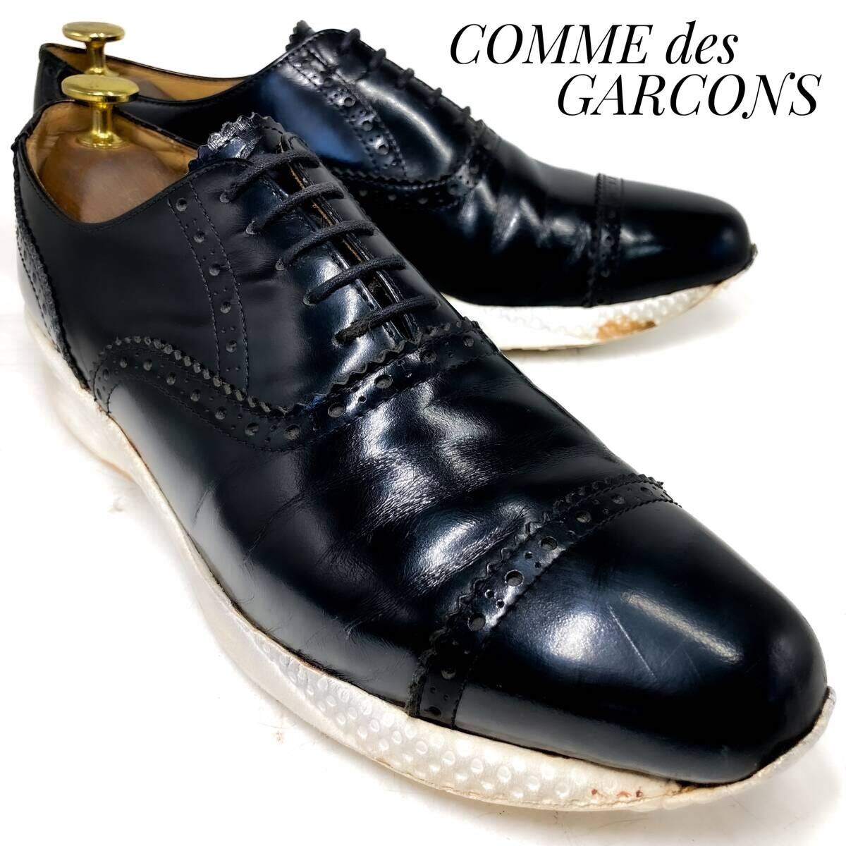 ☆即決・送料無料☆COMME des GARCONS コム デ ギャルソン ストレートチップ 黒 ブラック 25cm 革靴 ビジネスシューズ 本革 本皮 メンズ拍卖