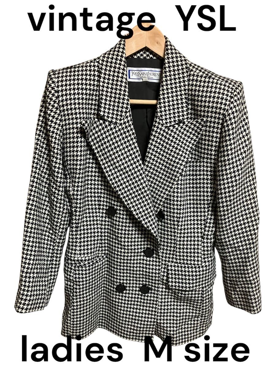 vintage☆Yves saint Laurent ヴィンテージ イヴサンローランイブサンローラン レディースダブルブレストテーラードジャケットMサイズ YSL拍卖