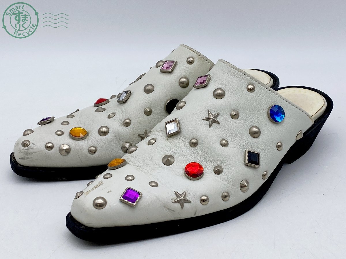 CC0804380 * 1円~ JUNYA WATANABE MAN ミュール スタッズ ジュエル サンダル ジュンヤワタナベ M ホワイト系 中古品 used品 現状品 7拍卖