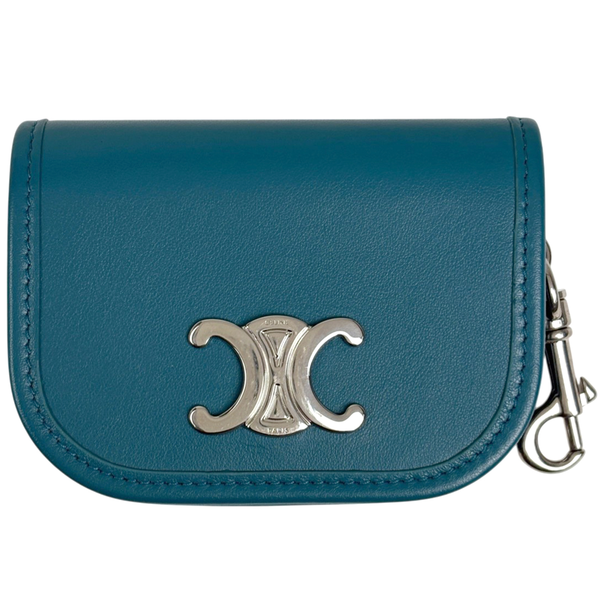 セリーヌ CELINE トリオンフ カードケース コインケース レザー グリーン レディース 【中古】拍卖