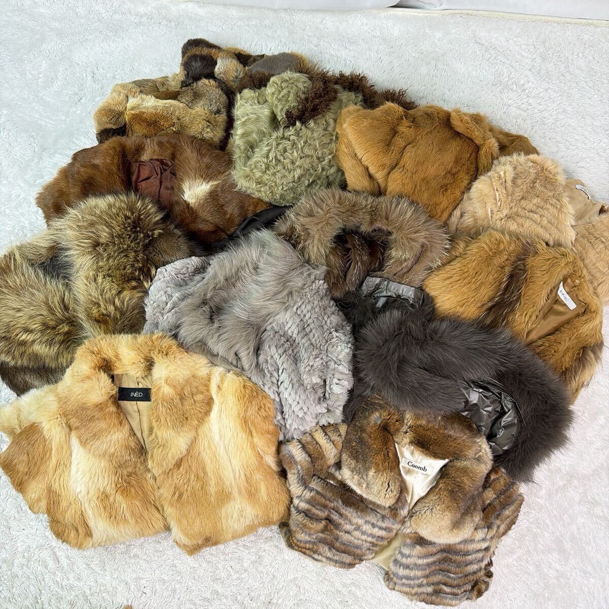 リアルファー 毛皮 フォックス コート ラビット 12枚セット ジャンク品 まとめ拍卖