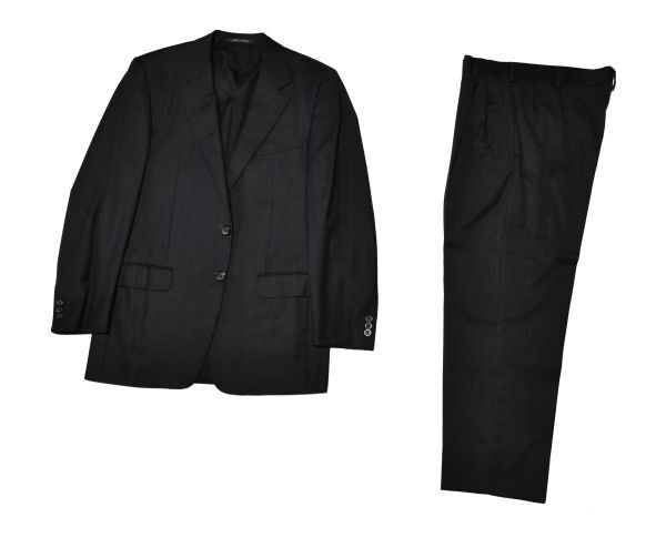 207★GIANNI VERSACE★ヴェルサーチ★ メデューサ総裏地#品格ある大人に似合う黒グレー#上品な艶と滑らかな肌触り#着心地良い高級スーツ48拍卖
