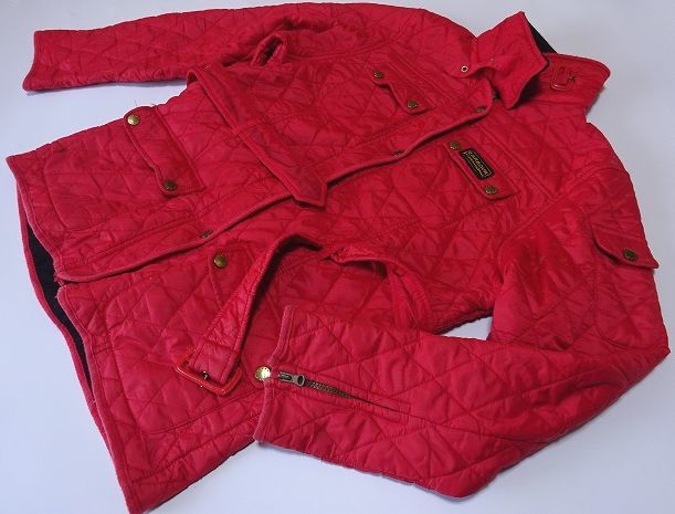 Barbour バブアー インターナショナル キルティング ナイロン ジャケット 裏フリース アウトドア レディース (S) レッド ● r-35拍卖