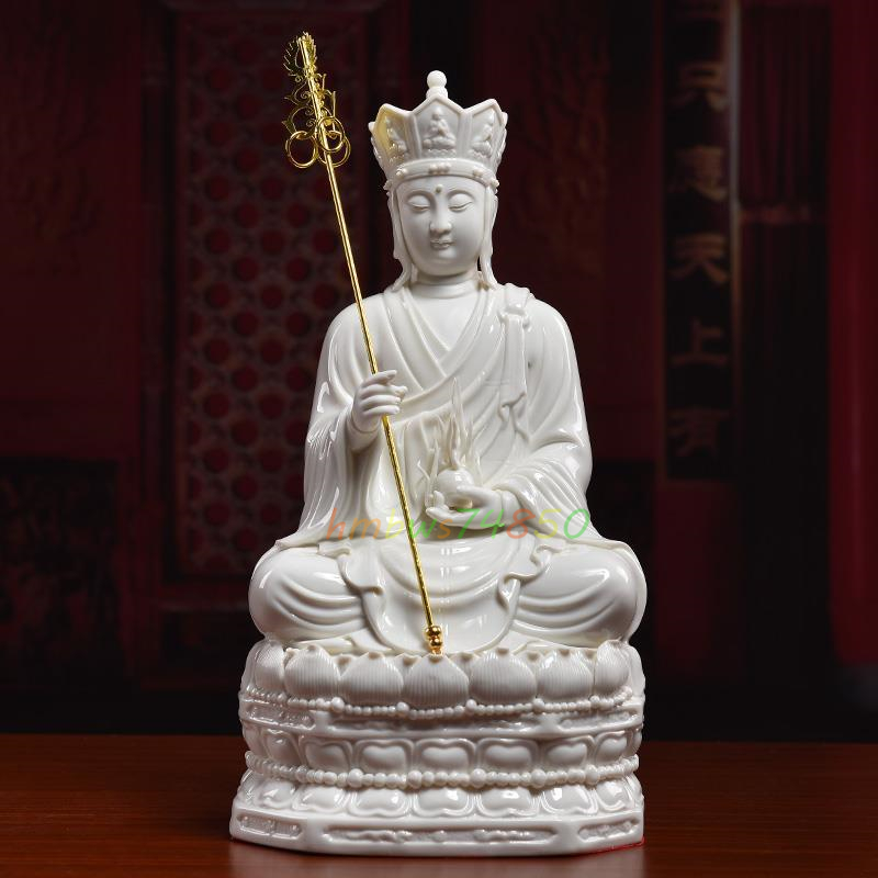 「寺院用仏具」仏教美術 陶磁 地蔵菩薩立像 高さ36cm拍卖