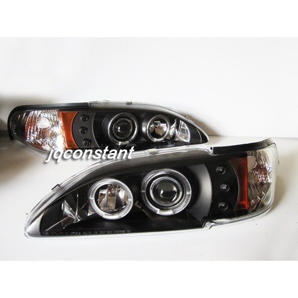 1994-1998y マスタング LEDイカリング プロジェクターヘッドライト ブラックインナー拍卖