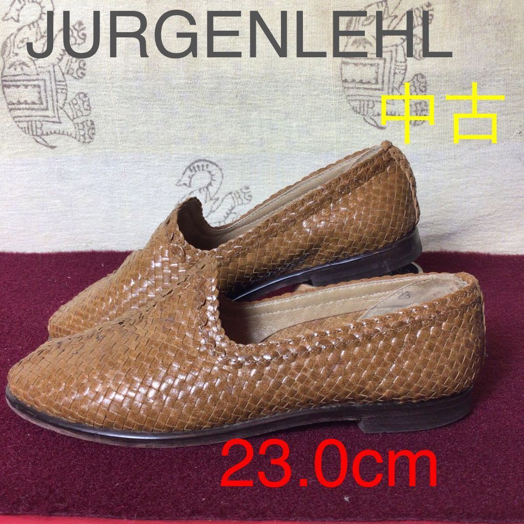【売り切り!送料無料!】A-9 JURGENLEHL!23.0cm!革!スリッポン!レザーシューズ !中古!拍卖