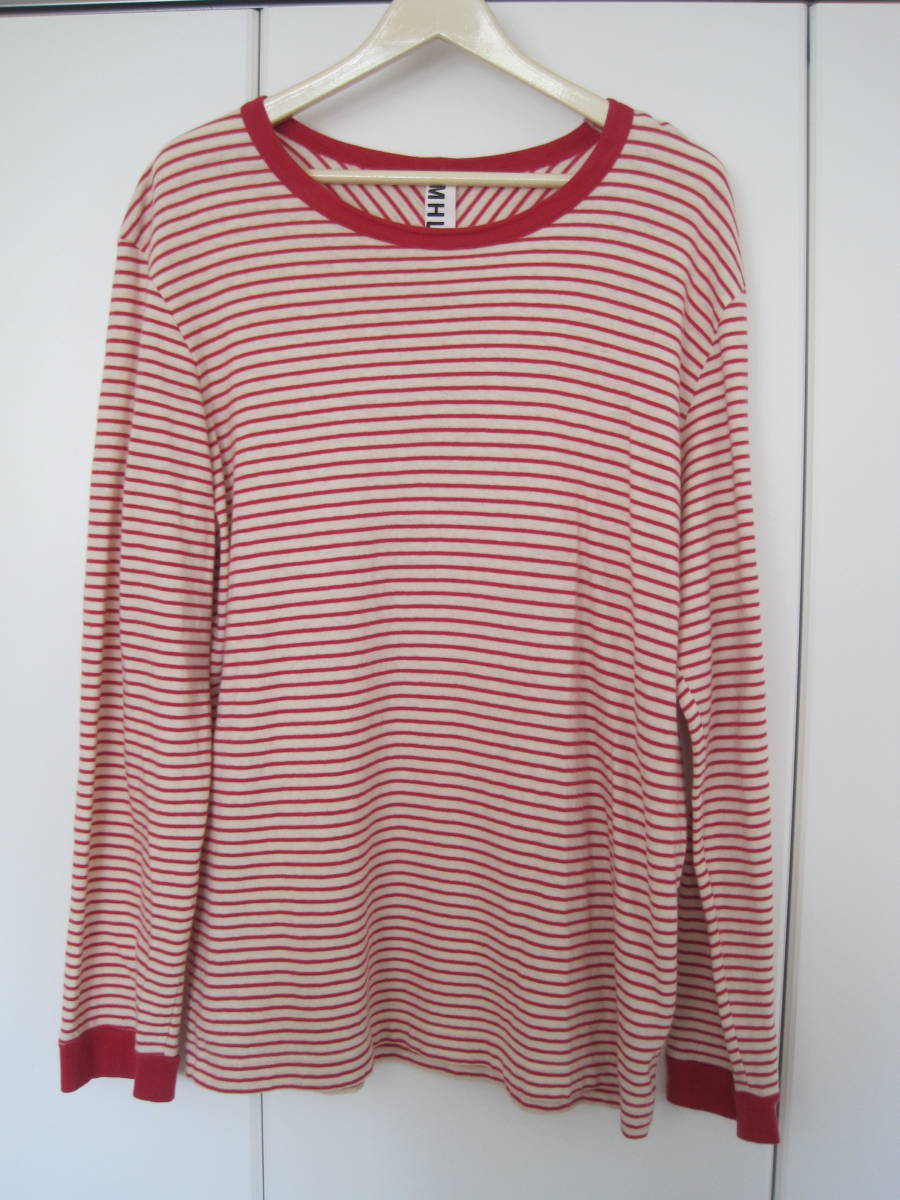 MHL. MARGARET HOWELL マーガレットハウエル コットン×ウール ボーダーカットソー M拍卖